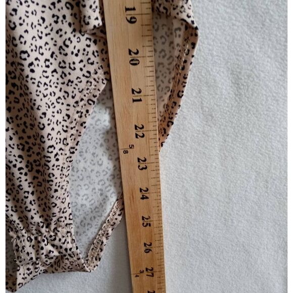 Gaze Bodysuit Women Small Tan Black Animal Print Long Sleeve - Picture 9 of 11